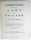 LAW BLACKSTONE, WILLIAM, Sir. Commentaries on the Laws of England . . . Fourth Edition. 4 vols. 1770